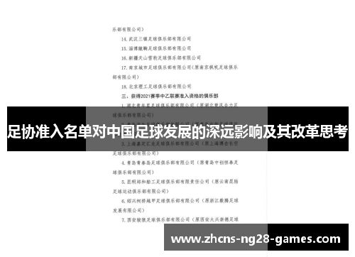 足协准入名单对中国足球发展的深远影响及其改革思考